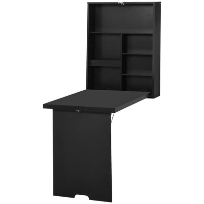 Wall Table Wall Folding Table Foldable Desk with Chalkboard Folding Computer Desk for Office Black 60 x 94.5 x 147 cm