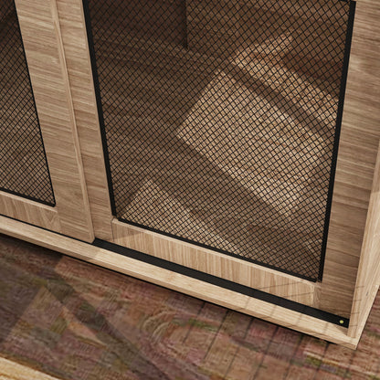 Dog Cage Furniture with 2 Lockable Sliding Doors Metal Elevated Dog Box for Home Indoor Dog House for Large Dogs up to 30 kg Side Table Dog Kennel 98 x 60 x 78 cm, Walnut