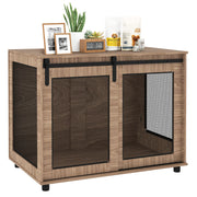 Dog Cage Furniture with 2 Lockable Sliding Doors Metal Elevated Dog Box for Home Indoor Dog House for Large Dogs up to 30 kg Side Table Dog Kennel 98 x 60 x 78 cm, Walnut