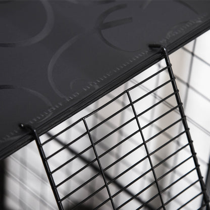 Small Animal Cage 38-Panels Pet Playpen Customizable Shape Metal Fence for Guinea Pigs Rabbits Chinchillas 70x70x105 cm Black