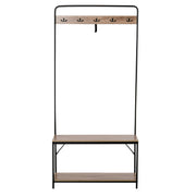 Coat Rack with Bench and Shoe Rack in Industrial Style, Vintage Wooden and Black Steel Entryway Furniture