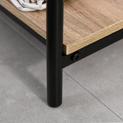 Coat Rack with Bench and Shoe Rack in Industrial Style, Vintage Wooden and Black Steel Entryway Furniture