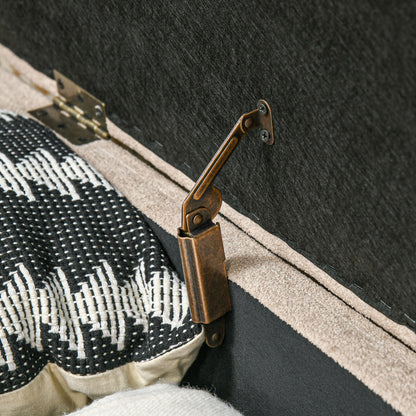 End of Bed Bench with Wooden Legs and Padded Seat 120 kg Capacity Oval Storage Ottoman for Bedroom Entryway Hallway Beige