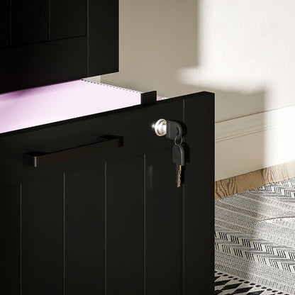 4-Drawer Document Holder with Adjustable Rail, 2 Keys and 2 Locks, MDF Office Cabinet Suitable for A4 and Letter Size Files, 40x40x131 cm, Black