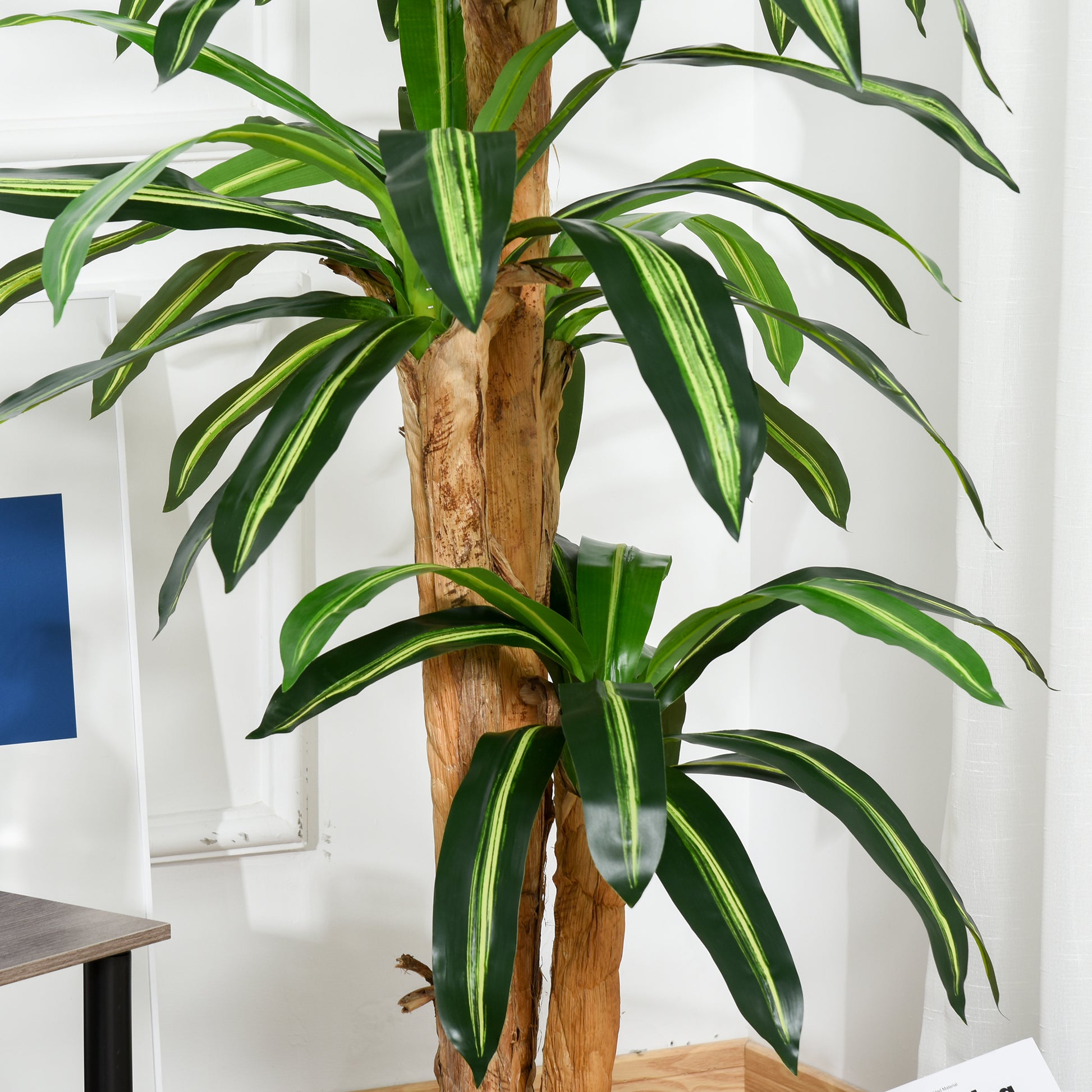 Artificial Dracaena 160 cm with Pot Artificial Plant with 66 Moss Leaves Tropical Tree for Garden Balcony Office Living Room Ø20x160 cm Green