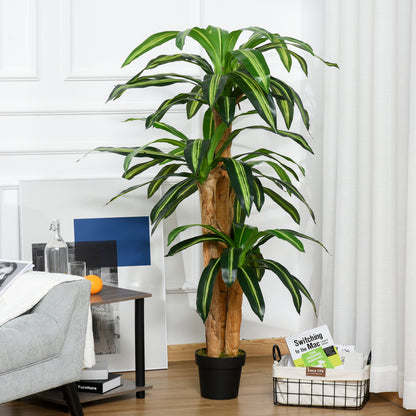 Artificial Dracaena 160 cm with Pot Artificial Plant with 66 Moss Leaves Tropical Tree for Garden Balcony Office Living Room Ø20x160 cm Green