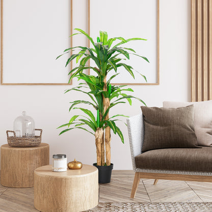 Artificial Dracaena 160 cm with Pot Artificial Plant with 66 Moss Leaves Tropical Tree for Garden Balcony Office Living Room Ø20x160 cm Green