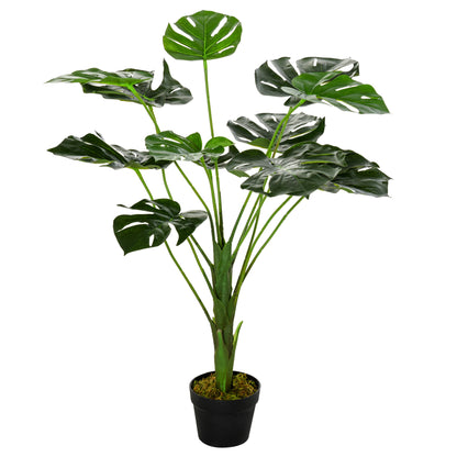Artificial Plant Monstera Model Artificial Tree with 13 Leaves in Cement Pot, Indoor or Outdoor, Dim. Ø16 x 85H cm