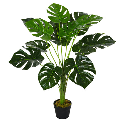 Artificial Plant Monstera Model Artificial Tree with 13 Leaves in Cement Pot, Indoor or Outdoor, Dim. Ø16 x 85H cm