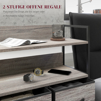 Chest of Drawers with 5 Fabric Drawers, Storage Cabinet, Dresser with 2 Shelves, Steel Frame, Industrial Design for Living Room, Bedroom Grey