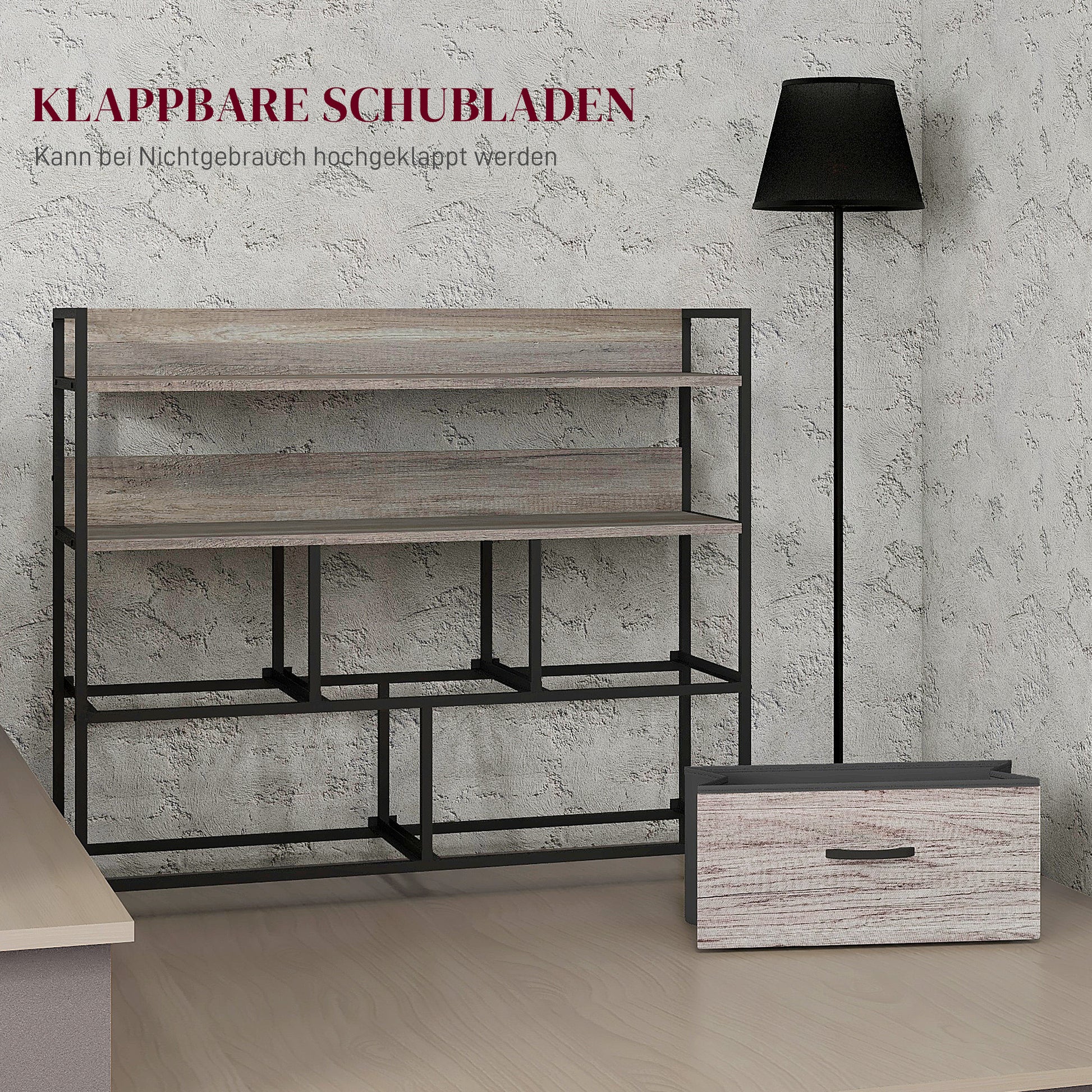 Chest of Drawers with 5 Fabric Drawers, Storage Cabinet, Dresser with 2 Shelves, Steel Frame, Industrial Design for Living Room, Bedroom Grey