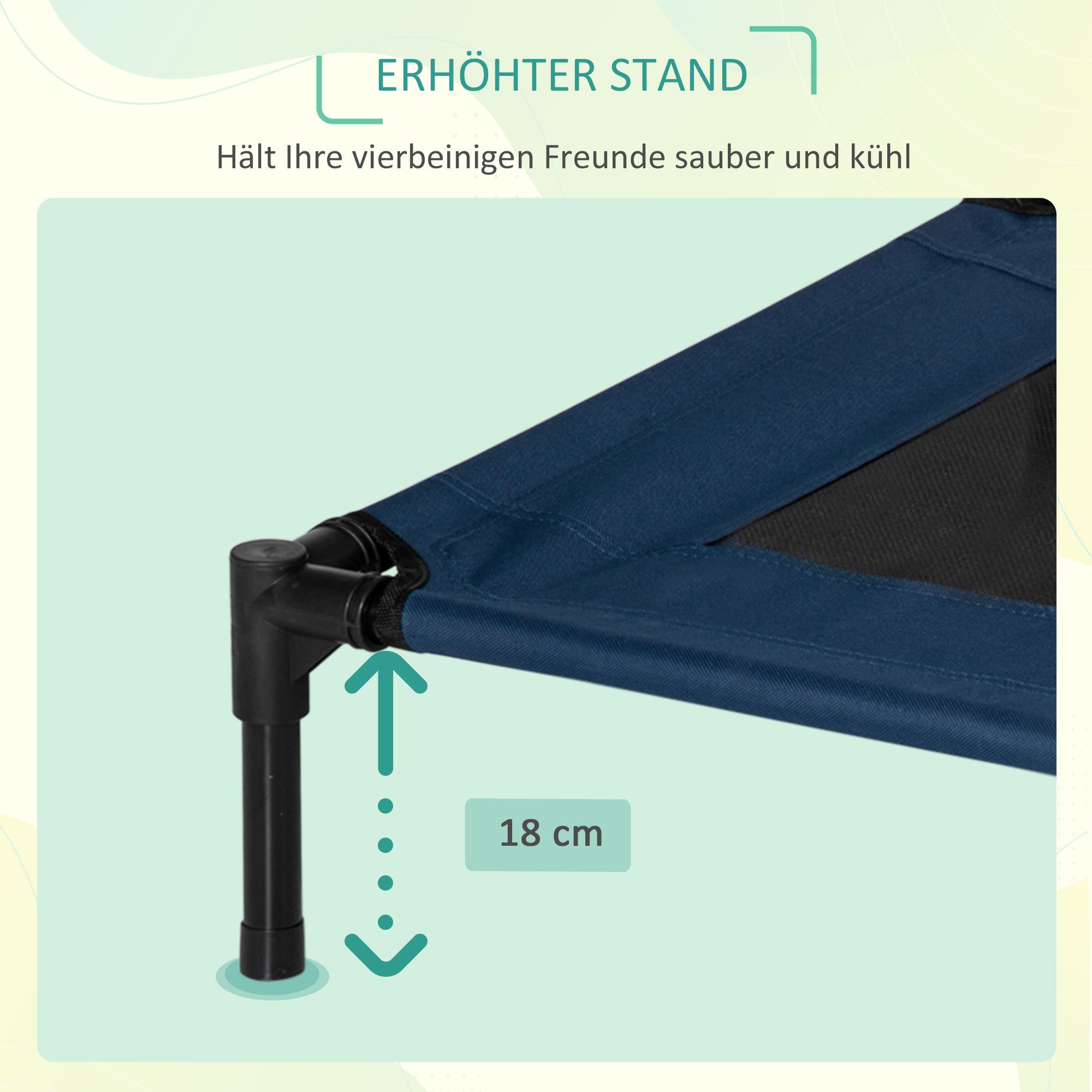 Dog Bed Pet Cot Outdoor Cat Bed Pet Bed Sleeping Place Steel 600D Oxford Fabric Blue 76 x 61 x 18 cm