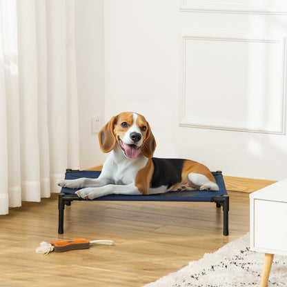 Dog Bed Pet Cot Outdoor Cat Bed Pet Bed Sleeping Place Steel 600D Oxford Fabric Blue 76 x 61 x 18 cm