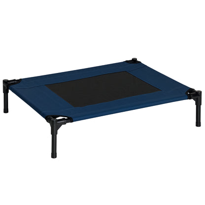 Dog Bed Pet Cot Outdoor Cat Bed Pet Bed Sleeping Place Steel 600D Oxford Fabric Blue 76 x 61 x 18 cm