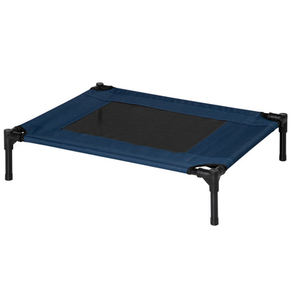 Dog Bed Pet Cot Outdoor Cat Bed Pet Bed Sleeping Place Steel 600D Oxford Fabric Blue 76 x 61 x 18 cm