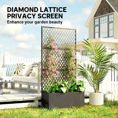 Metal Planter Box with Trellis, 35.4 x 14.8 x 70.9 in — Black