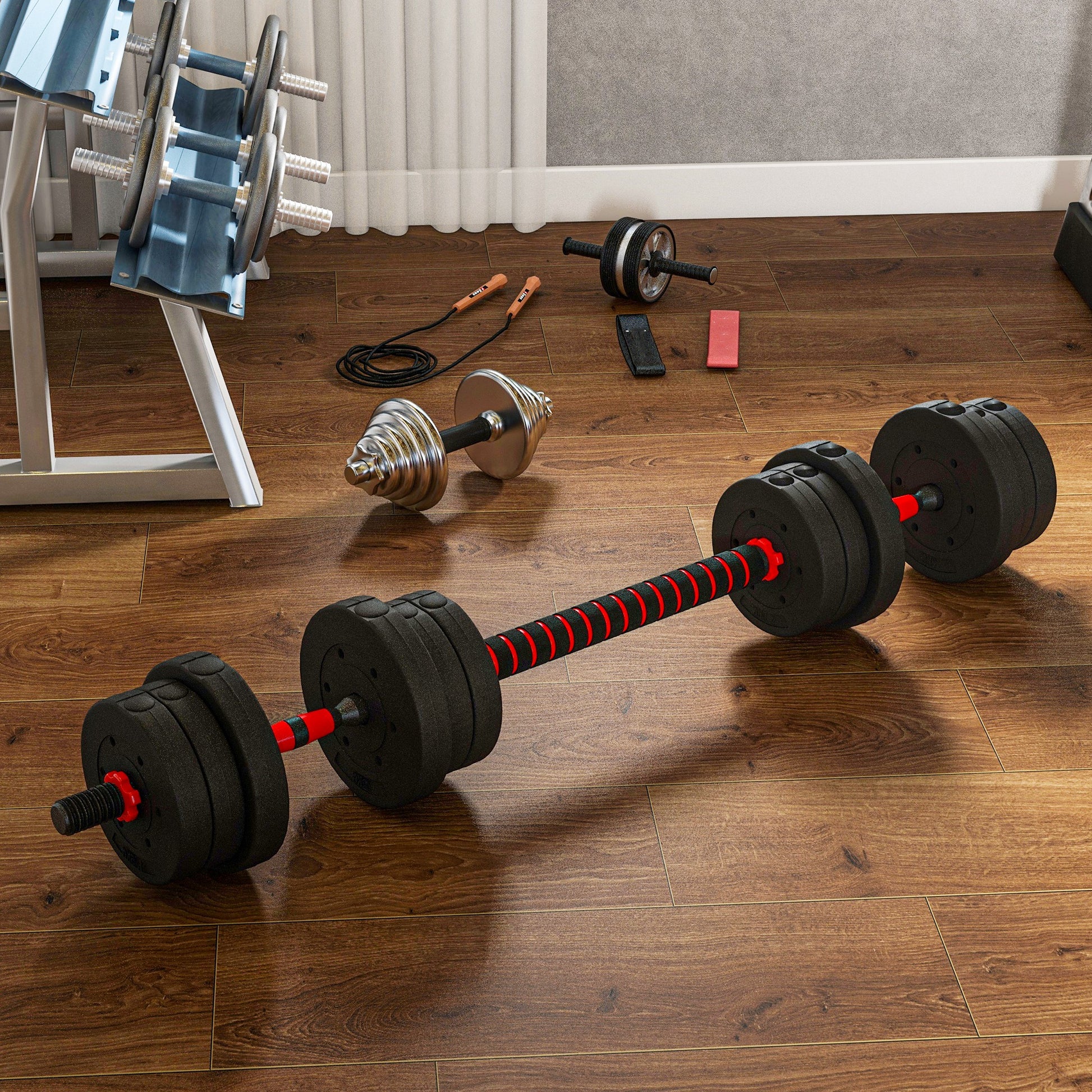 2 in 1 Dumbbells Set 20 kg Adjustable Dumbbell & Barbell Professional Dumbbell Strength Training and Weightlifting for Home Fitness