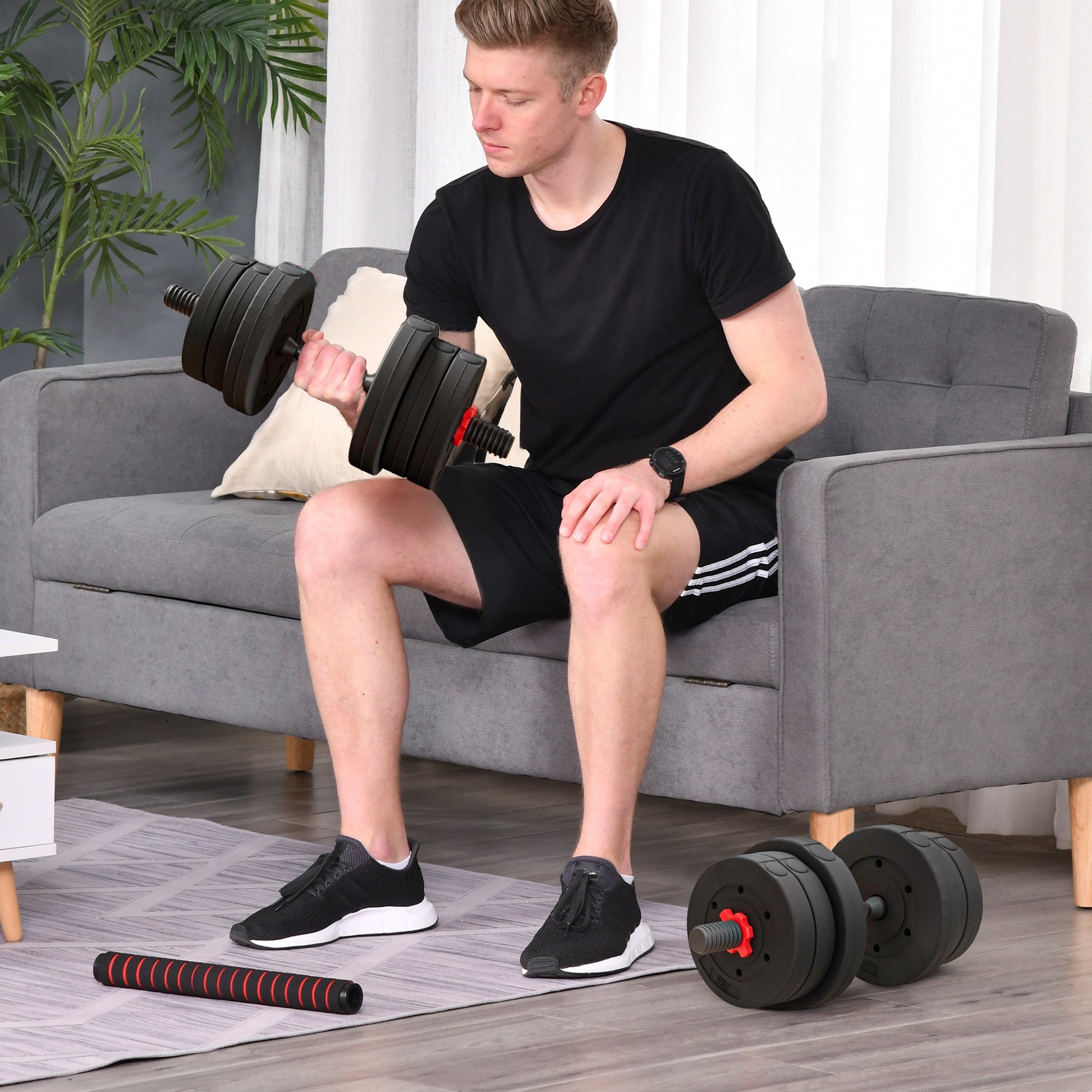 2 in 1 Dumbbells Set 20 kg Adjustable Dumbbell & Barbell Professional Dumbbell Strength Training and Weightlifting for Home Fitness