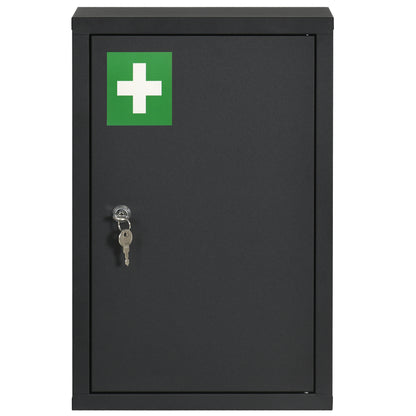 Wall-mounted Medicine Cabinet with 2 Shelves and 2 Security Keys, Home Steel Medicine Cabinet, 30x14x46 cm, Black