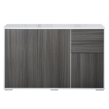 Multi-Purpose Cabinet for Living Room, Kitchen, Office, 2 Drawers and 2 Cabinets with Push-to-Open, Gray