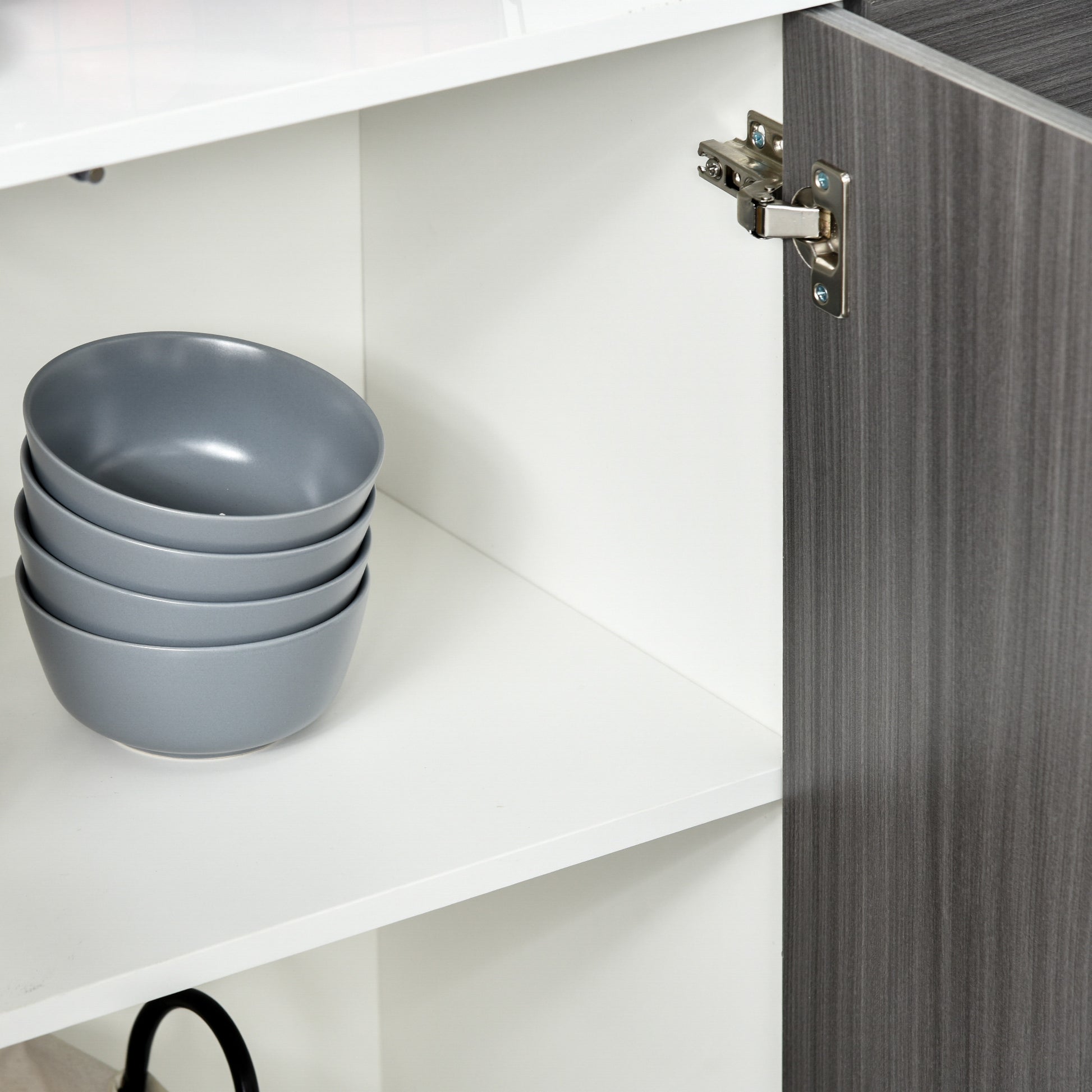 Multi-Purpose Cabinet for Living Room, Kitchen, Office, 2 Drawers and 2 Cabinets with Push-to-Open, Gray