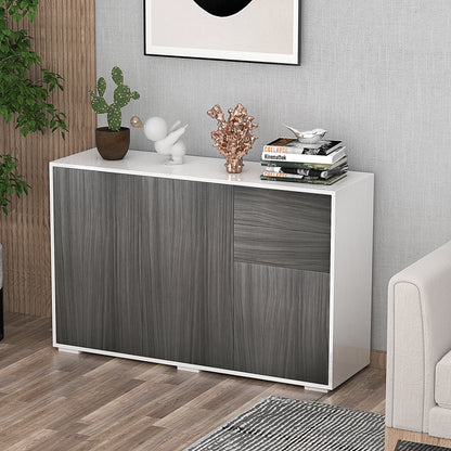 Multi-Purpose Cabinet for Living Room, Kitchen, Office, 2 Drawers and 2 Cabinets with Push-to-Open, Gray