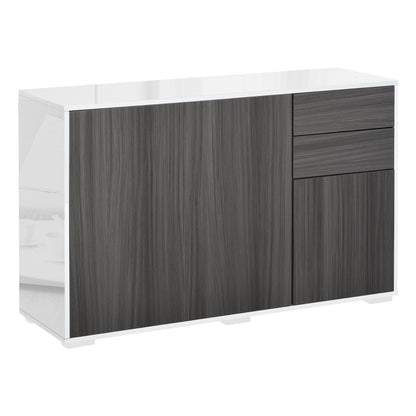 Multi-Purpose Cabinet for Living Room, Kitchen, Office, 2 Drawers and 2 Cabinets with Push-to-Open, Gray