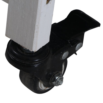 Wooden Rabbit Hutch with Wheels 147x45.5x88.5 cm 2-Level Cage for Rabbits with Openable Roof 2 Metal Runs 3 Removable Trays 3 Doors with Latch and Ramp Gray