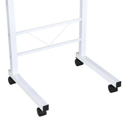 Side Table Height Adjustable Coffee Table Mobile End Desk with Wheels Locking Brakes C Tables Chipboard Steel Iron Plastic White Maple 60 x 40 x 68-78 cm