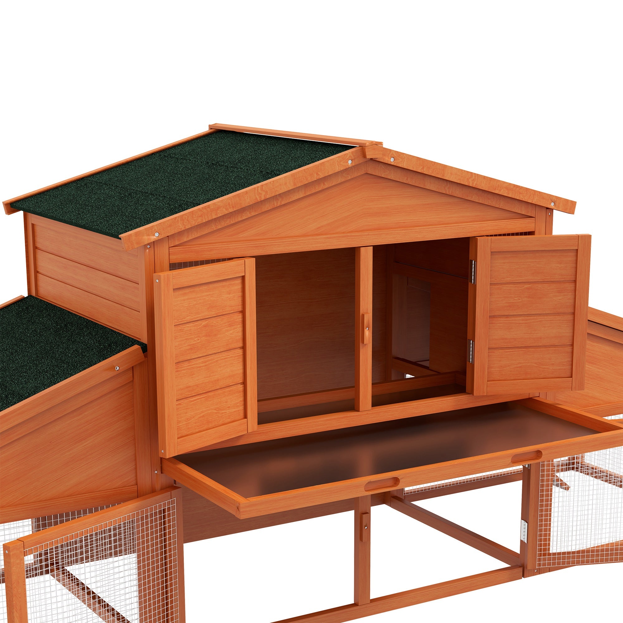 Rabbit Cage Hutch XXL 2 Levels 2 Run Drawers Dropping 2.25L x 0.70W x 1H m Solid Pinewood