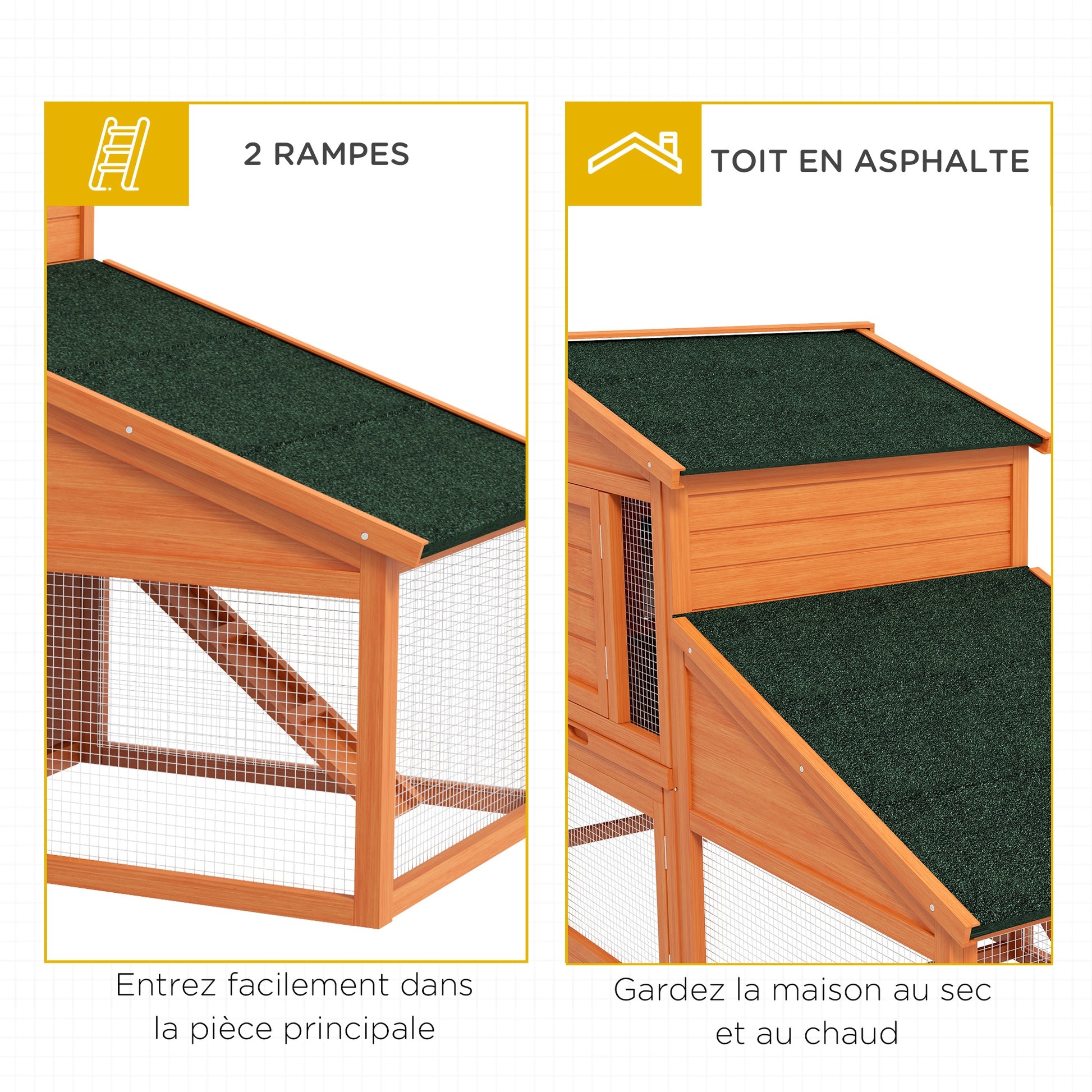 Rabbit Cage Hutch XXL 2 Levels 2 Run Drawers Dropping 2.25L x 0.70W x 1H m Solid Pinewood