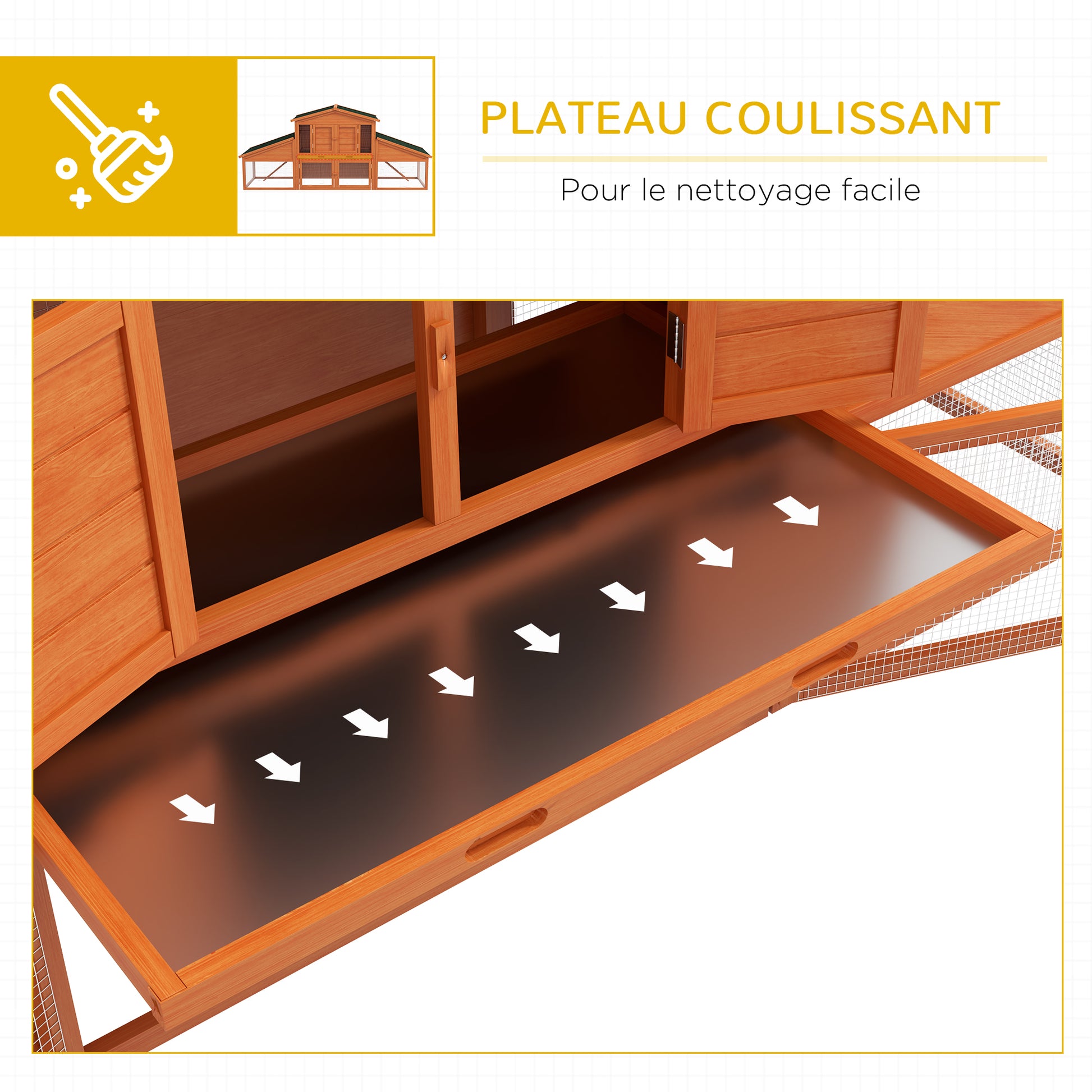 Rabbit Cage Hutch XXL 2 Levels 2 Run Drawers Dropping 2.25L x 0.70W x 1H m Solid Pinewood