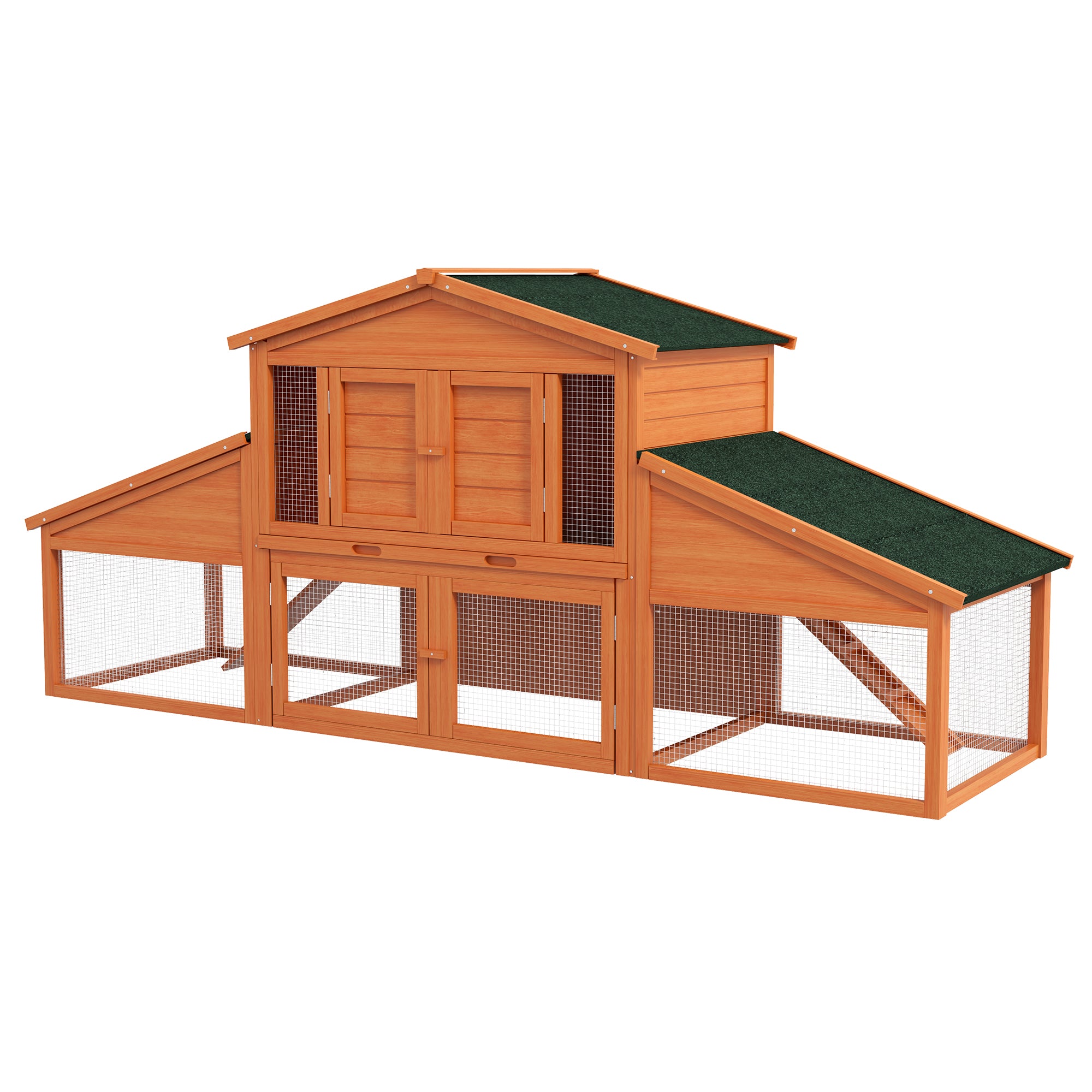 Rabbit Cage Hutch XXL 2 Levels 2 Run Drawers Dropping 2.25L x 0.70W x 1H m Solid Pinewood