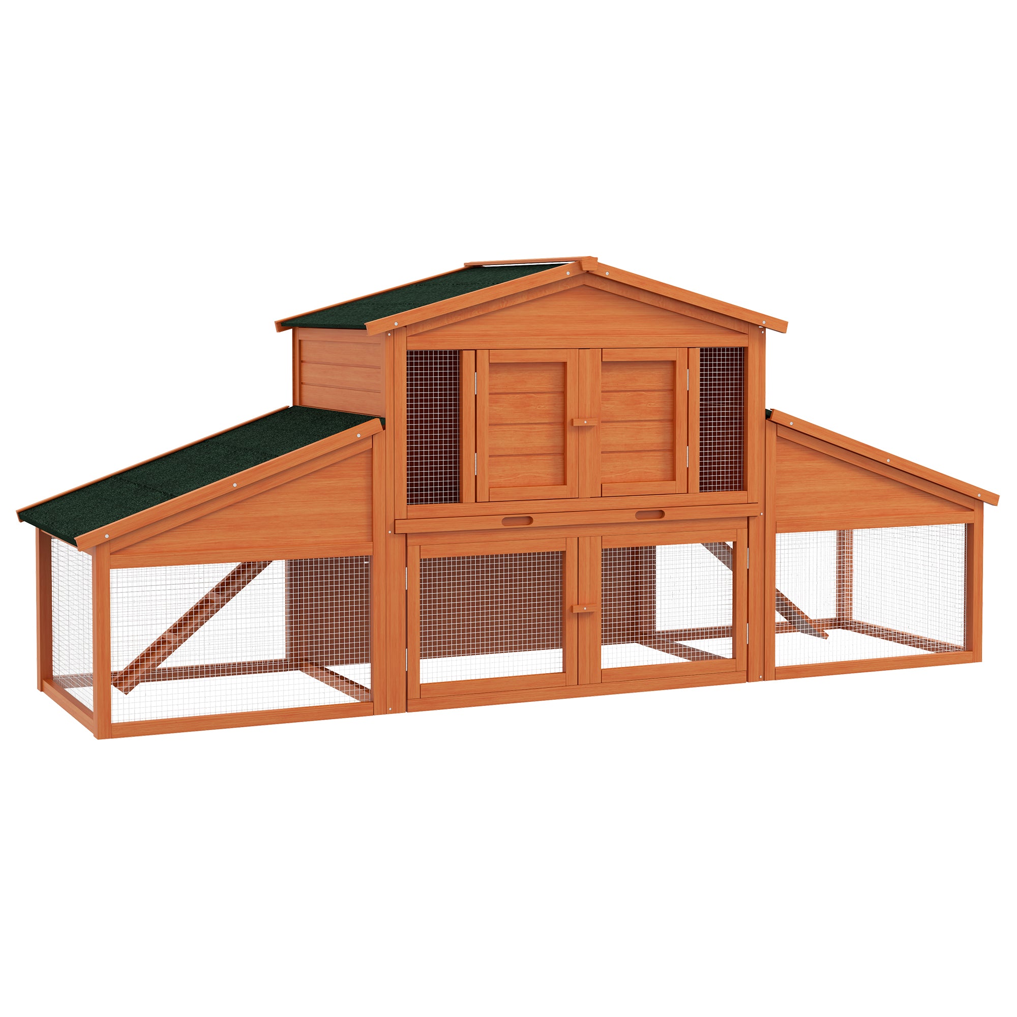 Rabbit Cage Hutch XXL 2 Levels 2 Run Drawers Dropping 2.25L x 0.70W x 1H m Solid Pinewood