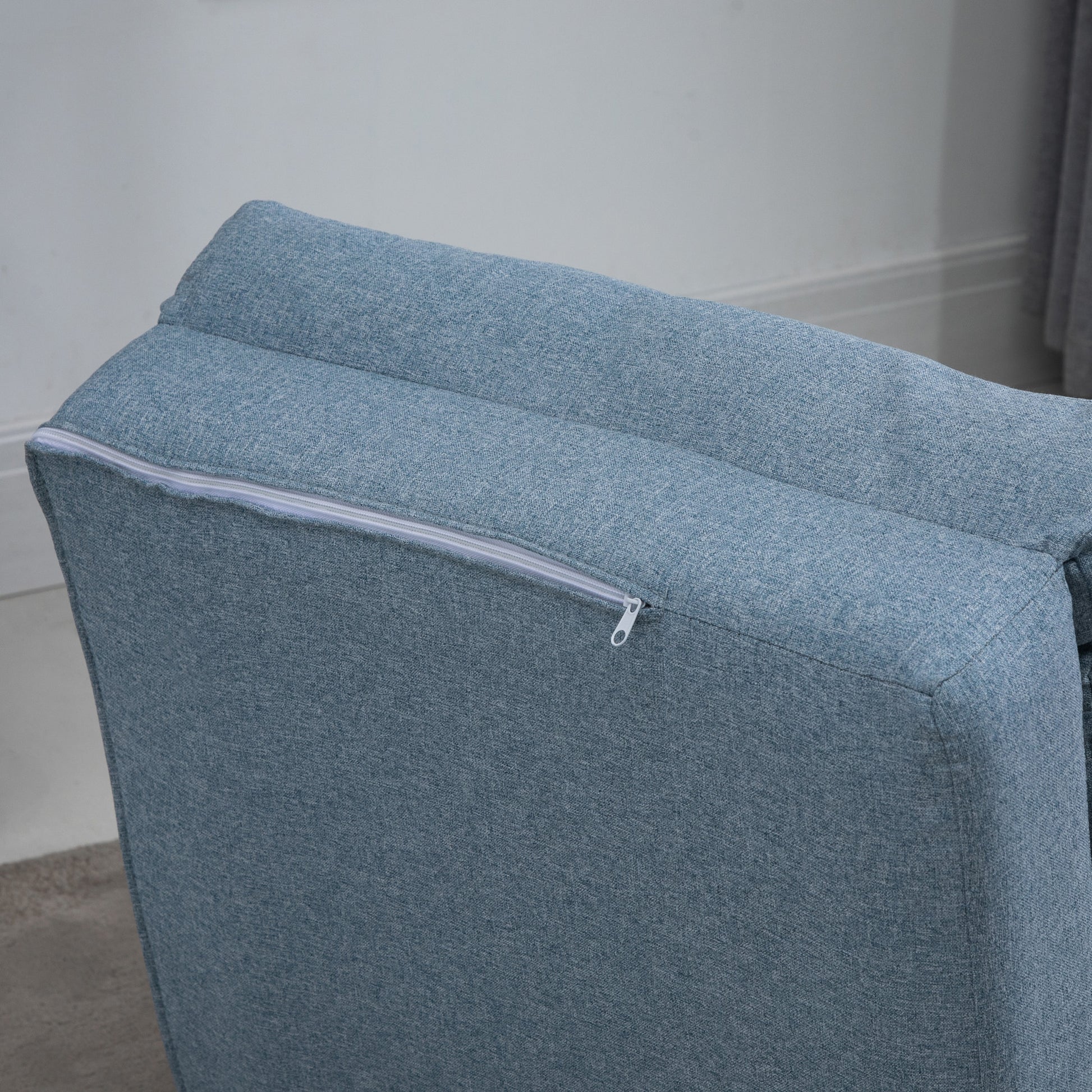 Floor Chair 2-in-1 Folding Bed with Adjustable Backrest Floor Sofa with Decorative Cushions, Floor Seat Cushion for Living Room, Bedroom, Linen, Sky Blue