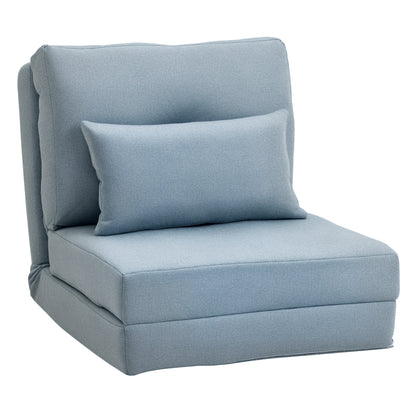 Floor Chair 2-in-1 Folding Bed with Adjustable Backrest Floor Sofa with Decorative Cushions, Floor Seat Cushion for Living Room, Bedroom, Linen, Sky Blue