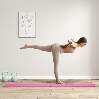 SPORTNOW 236 cm Folding Balance Beam, Portable Gymnastics Beam, Non-slip Balance Beam for Kids 3 Years and Up, Indoor & Outdoor, Light Red