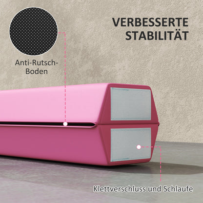 SPORTNOW 236 cm Folding Balance Beam, Portable Gymnastics Beam, Non-slip Balance Beam for Kids 3 Years and Up, Indoor & Outdoor, Light Red