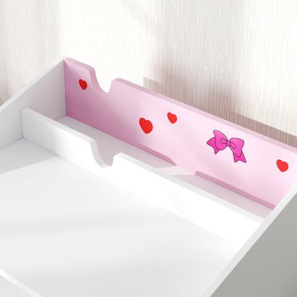 Kids Desk and Chair Set for +3 Years Old Children Children's Desk with Removable Drawer and Compartment for Bedroom Study Room Pink and White