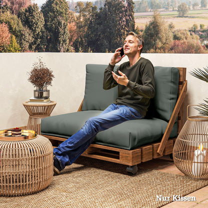 Pallet Cushion 2-Piece Set Removable Seat Cushion Pallet Pads with Backrest Outdoor Cushions Pallet Covers for Euro Pallets Pallet Sofa Pallet Furniture 120 x 80 x 20 cm Dark Grey