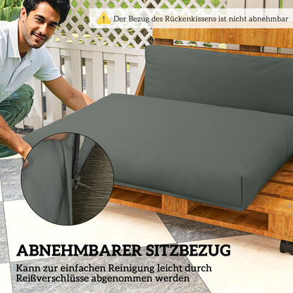 Pallet Cushion 2-Piece Set Removable Seat Cushion Pallet Pads with Backrest Outdoor Cushions Pallet Covers for Euro Pallets Pallet Sofa Pallet Furniture 120 x 80 x 20 cm Dark Grey