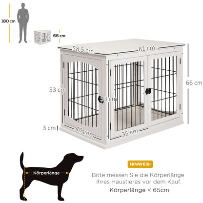 Dog Cage for Home, Dog House with 2 Entrances, Lockable Dog Box, Dog House for Small Dogs, White, 58.5 x 81 x 66 cm