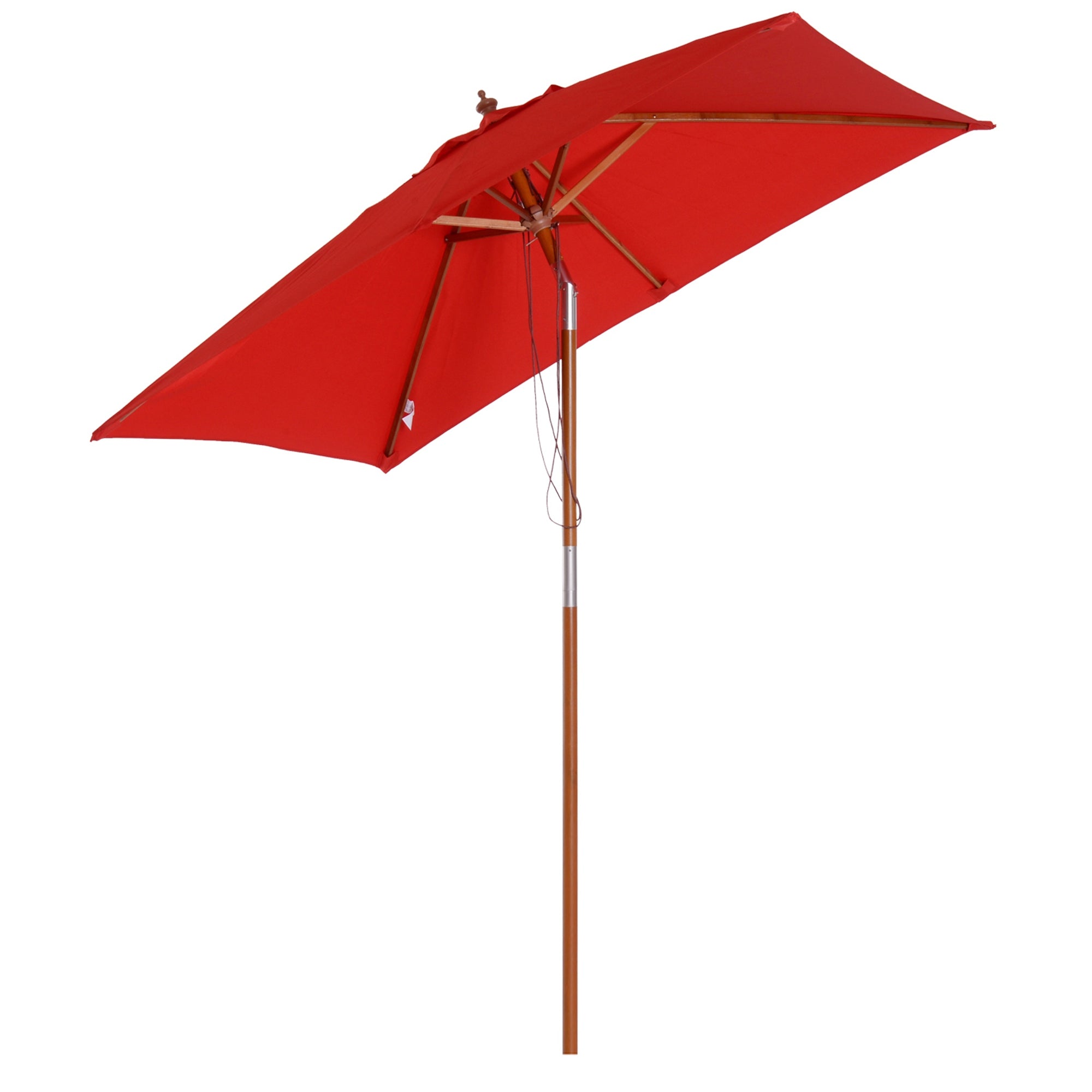 Outdoor Garden Parasol Rectangular Tilting Bamboo High Density Polyester 2L x 1.5W x 2.3H m Red
