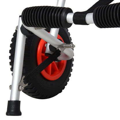 Folding Transport Cart for Kayak Load 75 kg Universal Fit with Wheels for Canoe Boat 57.5x33x24 cm Silver