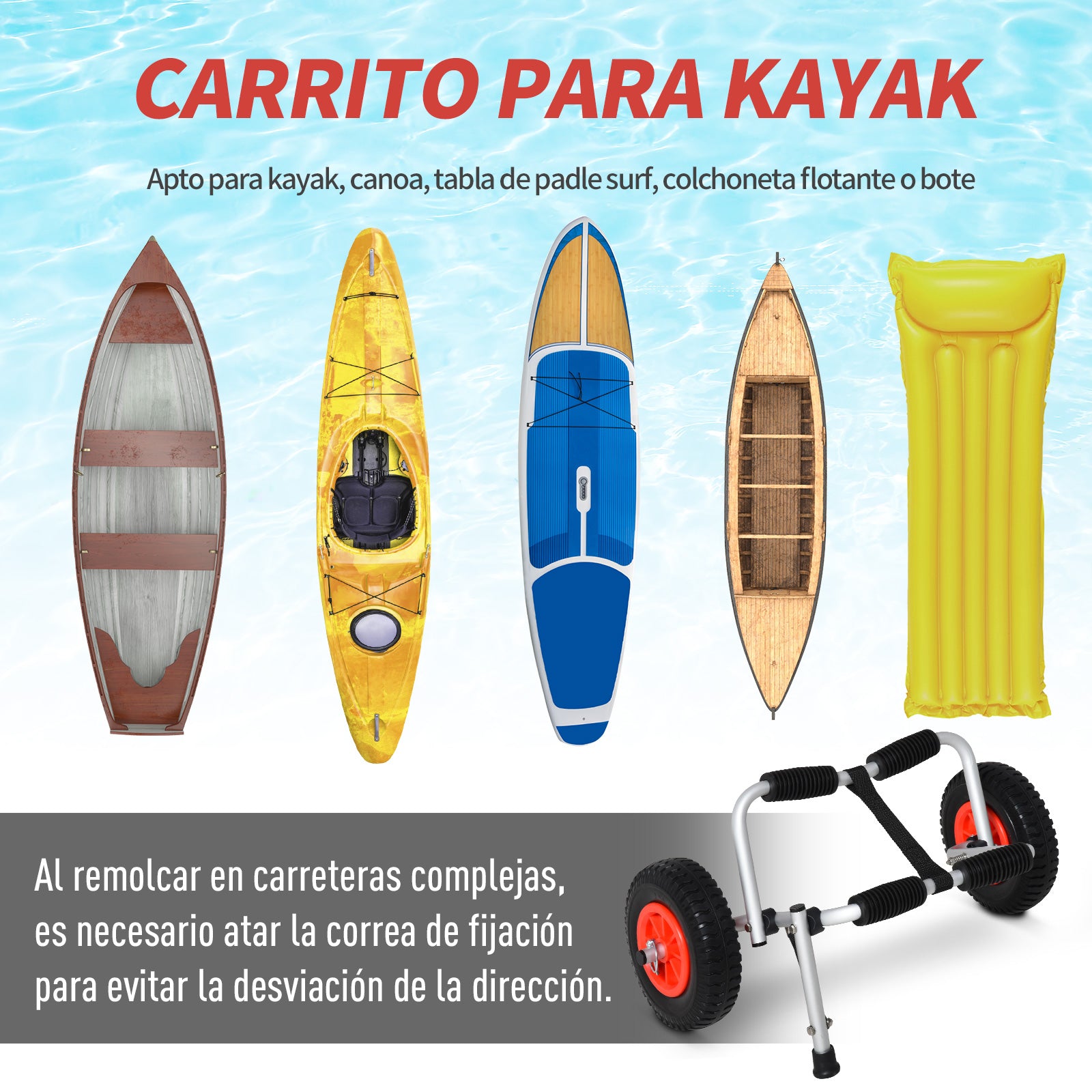 Folding Transport Cart for Kayak Load 75 kg Universal Fit with Wheels for Canoe Boat 57.5x33x24 cm Silver