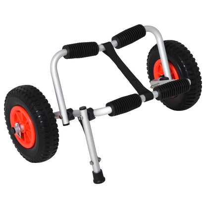 Folding Transport Cart for Kayak Load 75 kg Universal Fit with Wheels for Canoe Boat 57.5x33x24 cm Silver