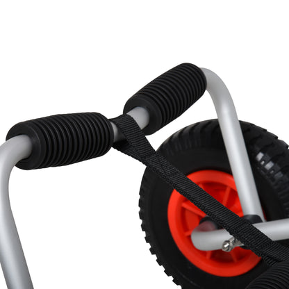 Folding Transport Cart for Kayak Load 75 kg Universal Fit with Wheels for Canoe Boat 57.5x33x24 cm Silver