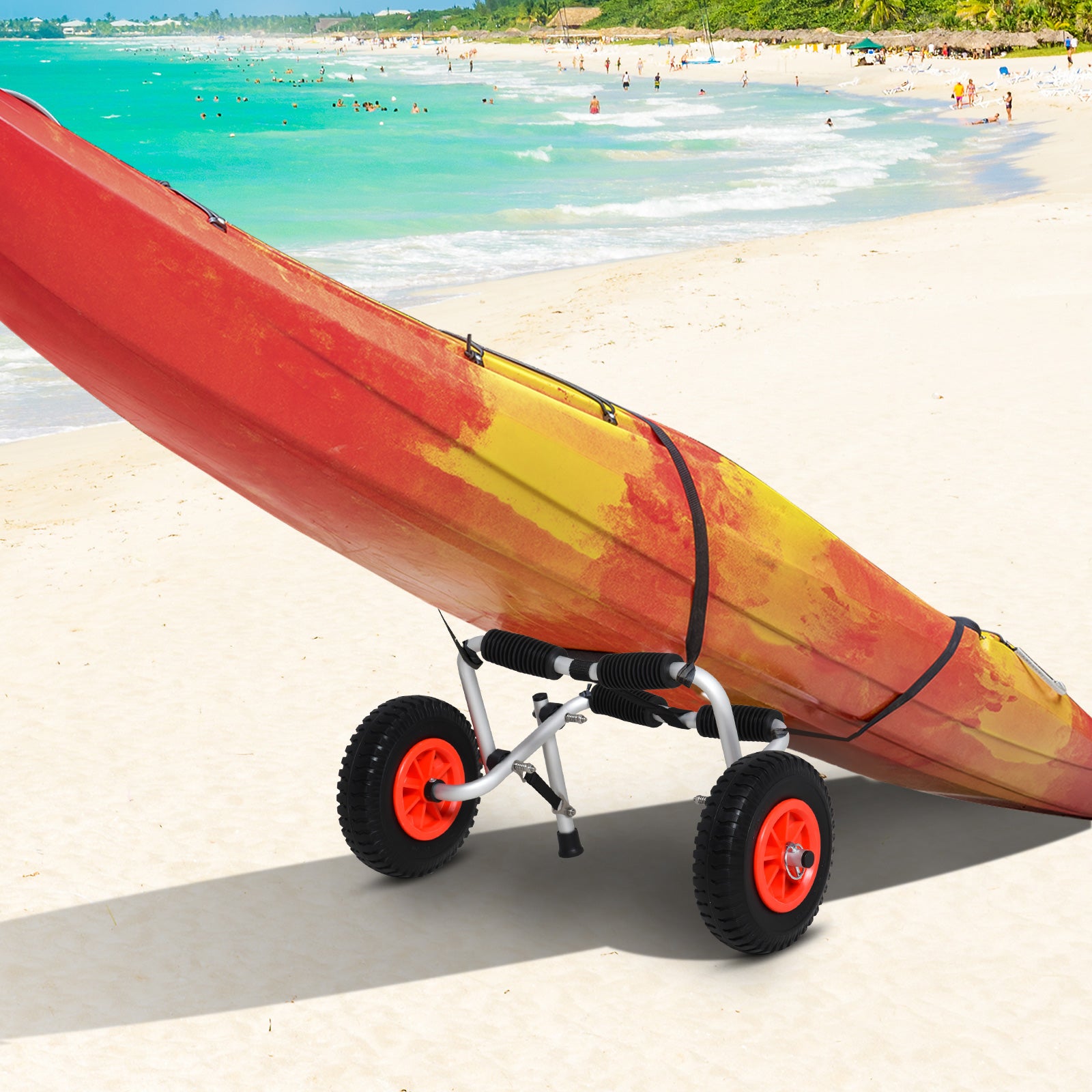 Folding Transport Cart for Kayak Load 75 kg Universal Fit with Wheels for Canoe Boat 57.5x33x24 cm Silver
