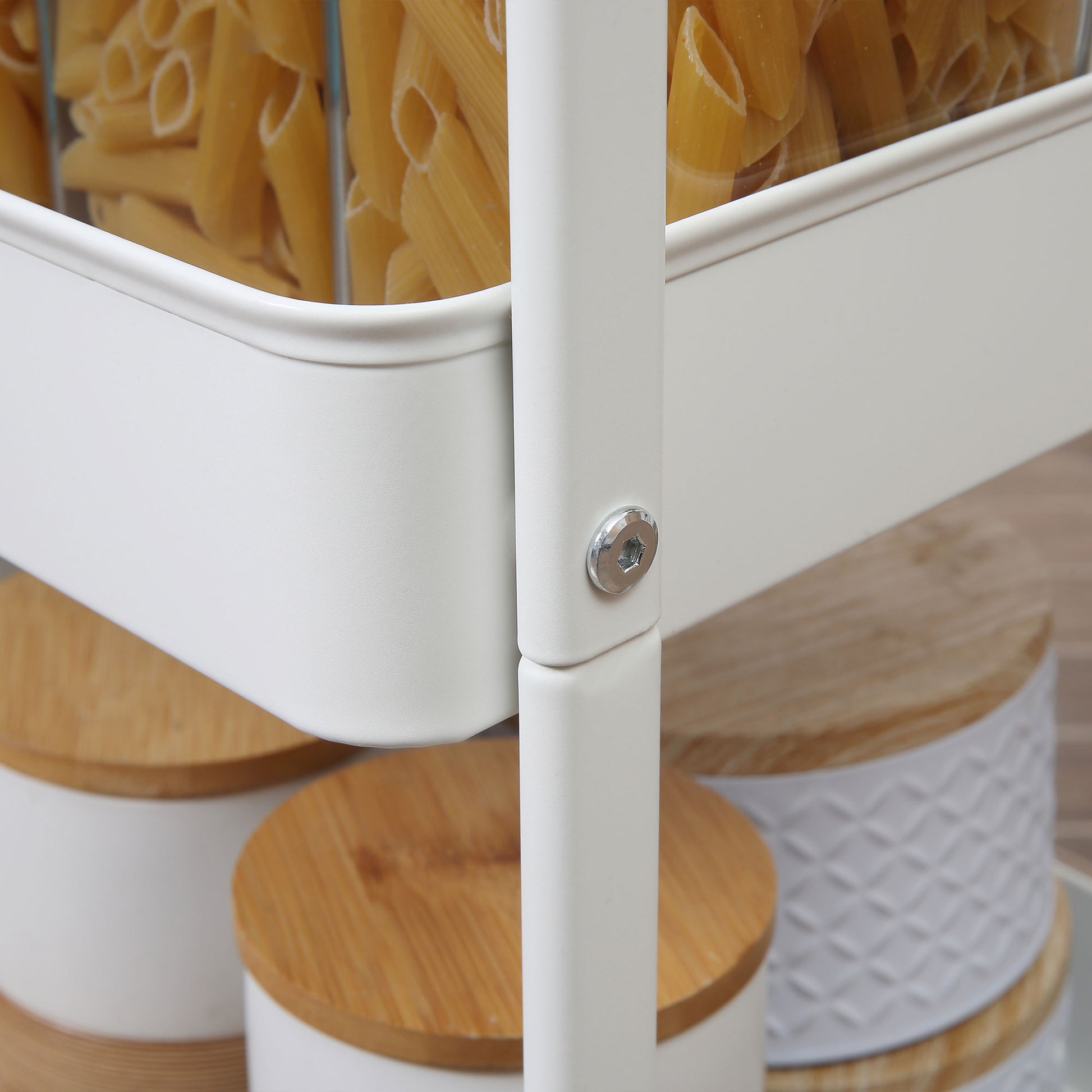Kitchen Cart with Wheels Storage Cart with Removable Drawer 2 Baskets and Brakes for Bathroom Living Room Bedroom 43.9x30.5x75.6 cm White