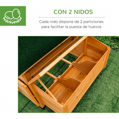Outdoor Chicken Coop Wooden Chicken Coop for 2-4 Chickens with 2 Nests Removable Tray Hinged Roof 150x100x96.5 cm Natural